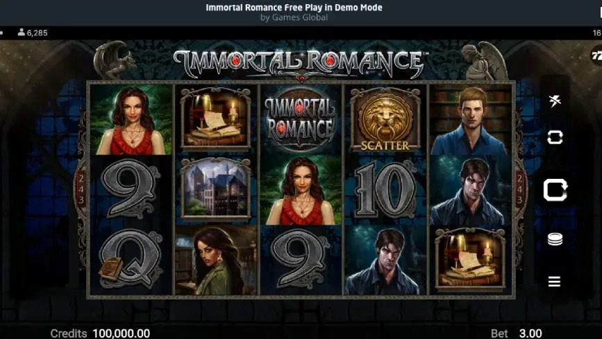 Immortal Romance Base Gme Symbols and Reels
