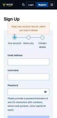 Ripper Casino signup screenshot