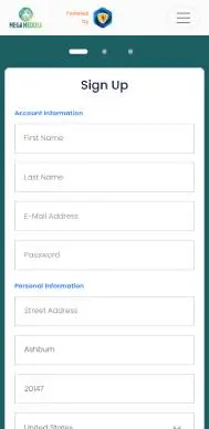 Mega Medusa Casino registration screenshot
