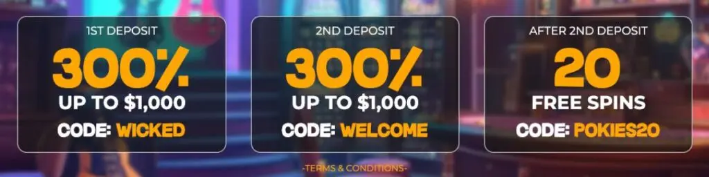 Wicked Pokies Bonus Screenshot