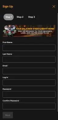 Wicked Pokies signup screenshot