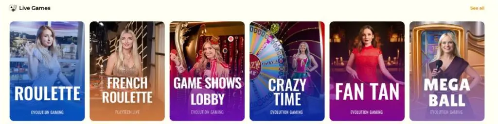Captain Slots Live Casino Screenshot