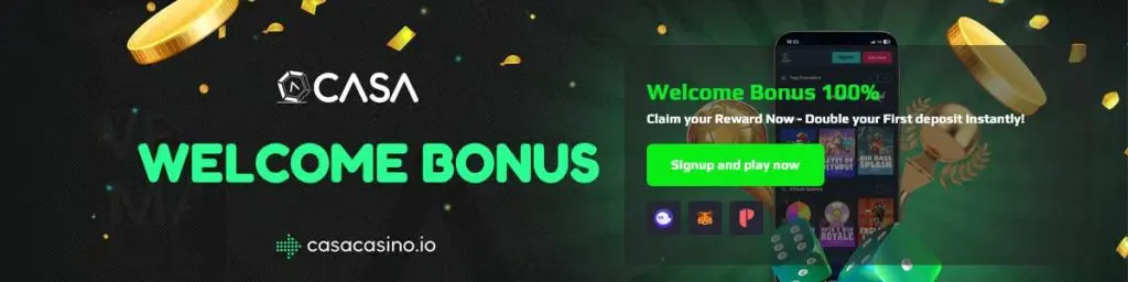 Casa Casino welcome bonus screenshot