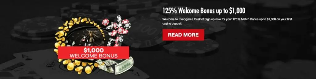 Everygame Casino welcome bonus screenshot