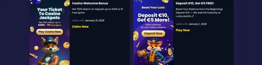 LuckyJack24 Casino Bonuses Screenshot