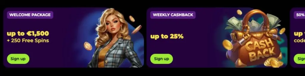 Spinmama Casino bonus screenshot