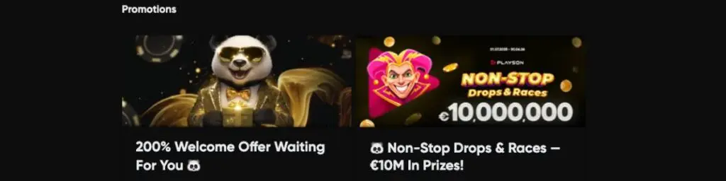 Golden Panda Casino Bonuses Screenshot