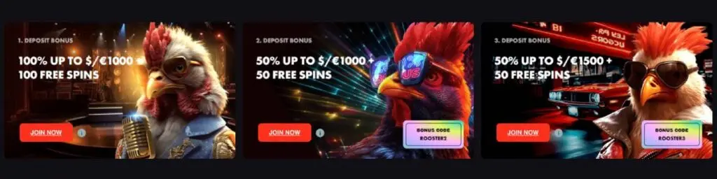 Rooster.Bet Casino Welcome Package Screenshot