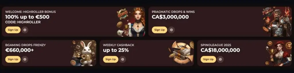 Vincispin Casino Bonuses Screenshot