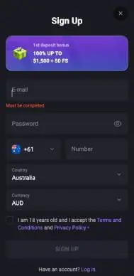 Mateslots Casino signup screenshot
