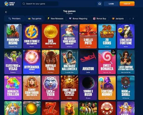 OnlyWin Casino top games screenshots
