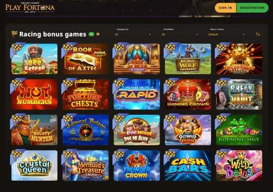 Play Fortuna Casino racing bonus games screenshot