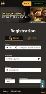 Play Fortuna Casino registration screenshot