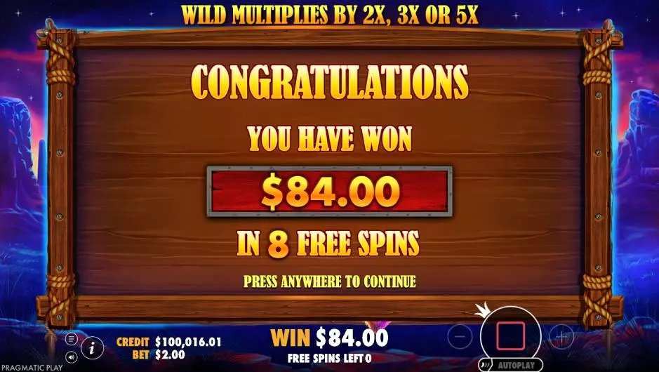 Buffalo King Slot Frees Spins Prize Win