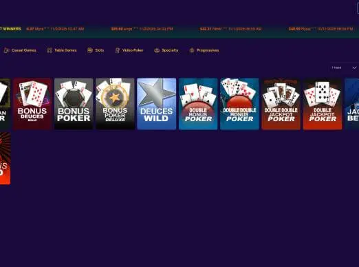 Crypto Palace Casino video poker screenshot