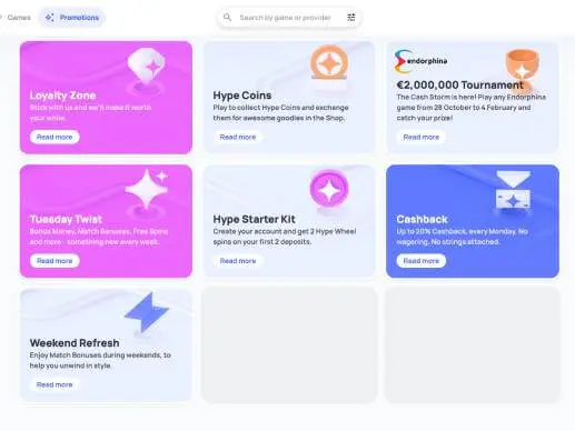 HyperKasino promotions screenshot