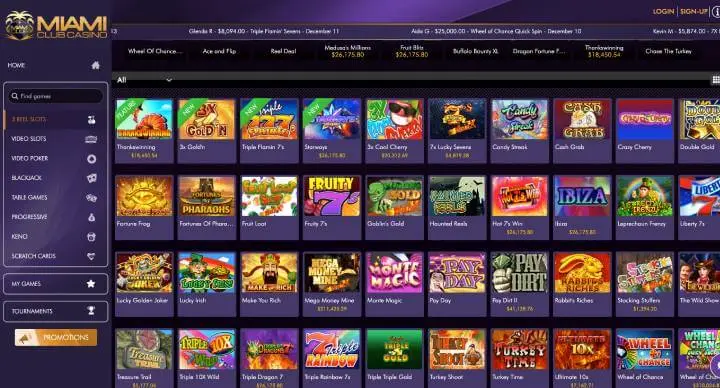 Miami Club Casino online pokies screenshot