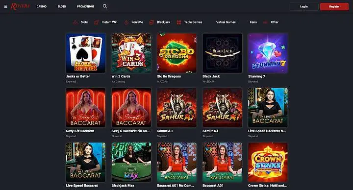 Riviera Casino table games screenshot