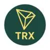 TRON (TRX) cryptocurrency icon featuring the gold TRX triangle symbol and text on a dark-green circular background, styled to match CasinosHub branding.