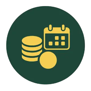 Icon showing gold coins and a calendar, representing ongoing player promotions such as reloads, cashback, and daily offers.