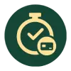 Icon with a stopwatch and payment card symbol, representing real withdrawal speed testing.