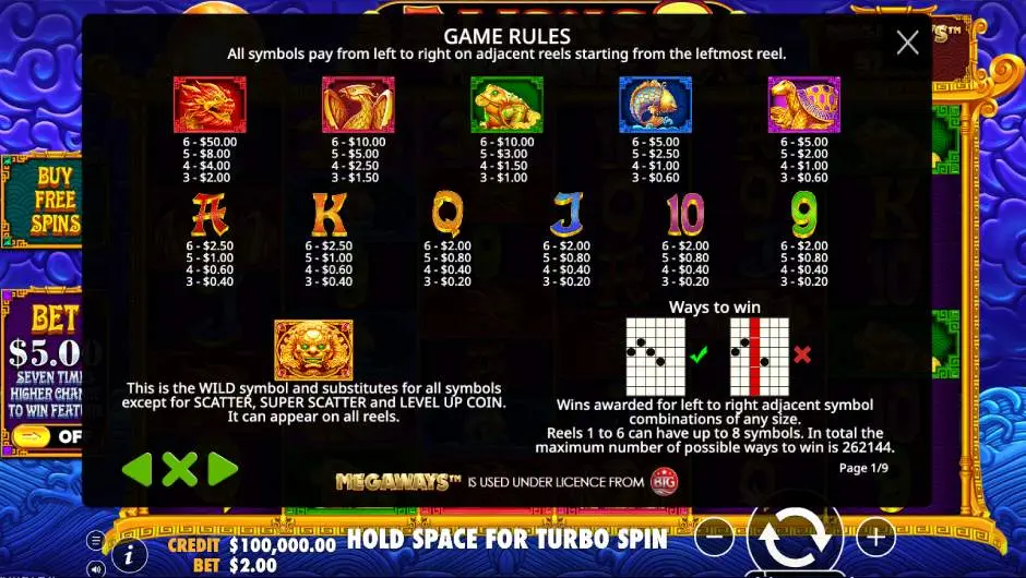 5 Lions Megaways™ 2 Slot Game Rules Image