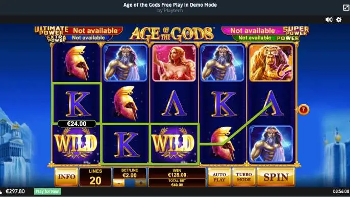 Age of the Gods Slot Wild Win screen
