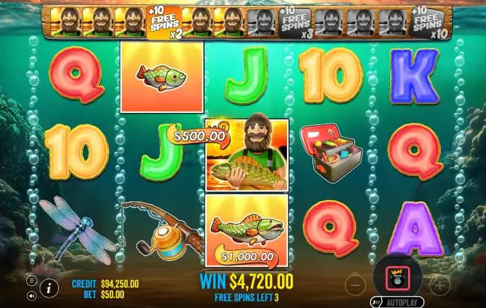 Big Bass Bonanza 1000 Slot Free Spins symbols screenshot