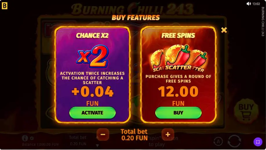 Burning Chilli 243 Pokie Bonus Buy Features