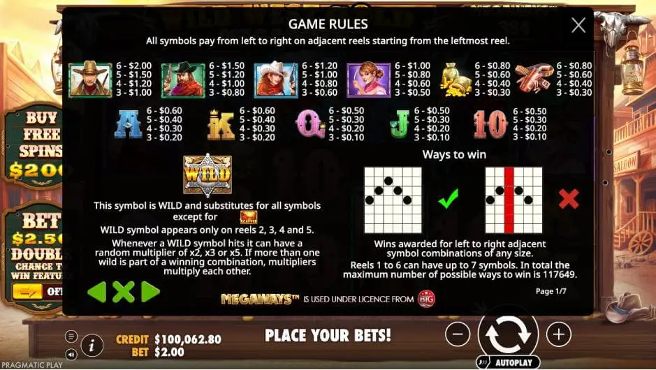 Wild West Gold Megaways™ Pokies Game Rules Image