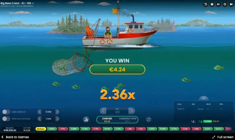 Big Bass Crash Game Win