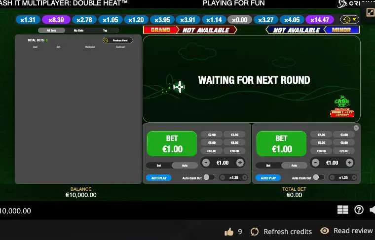 Cash It Multiplayer Double Heat Jackpot Crash Game Main Screen