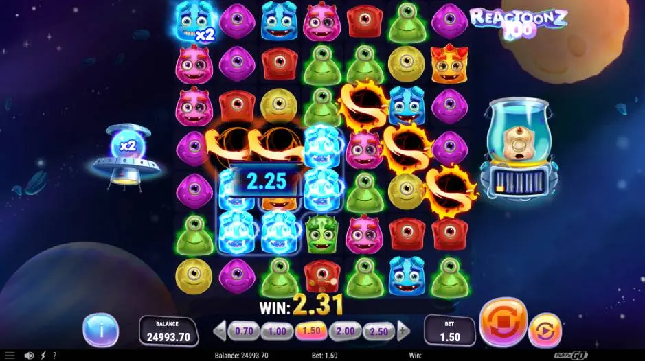 Reactoonz 100 Slot Game Symbols and Reels