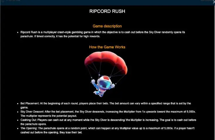 Ripcord Rush Crash Game Rules